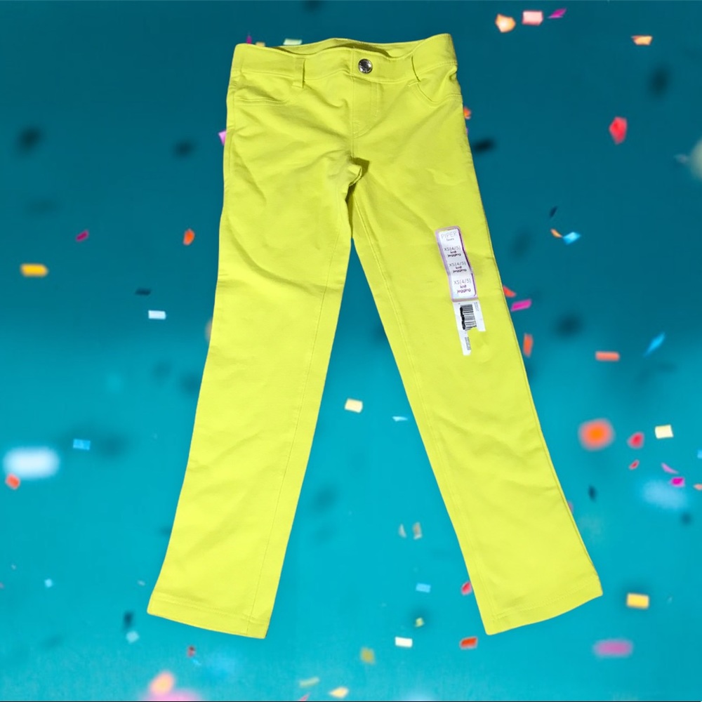 Piper Yellow Jeggings with Acrylic Accent button Retro Bright Cute